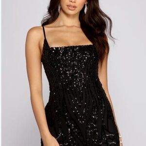 Windsor Fashion Little Black Sequin Party Dress Size 4